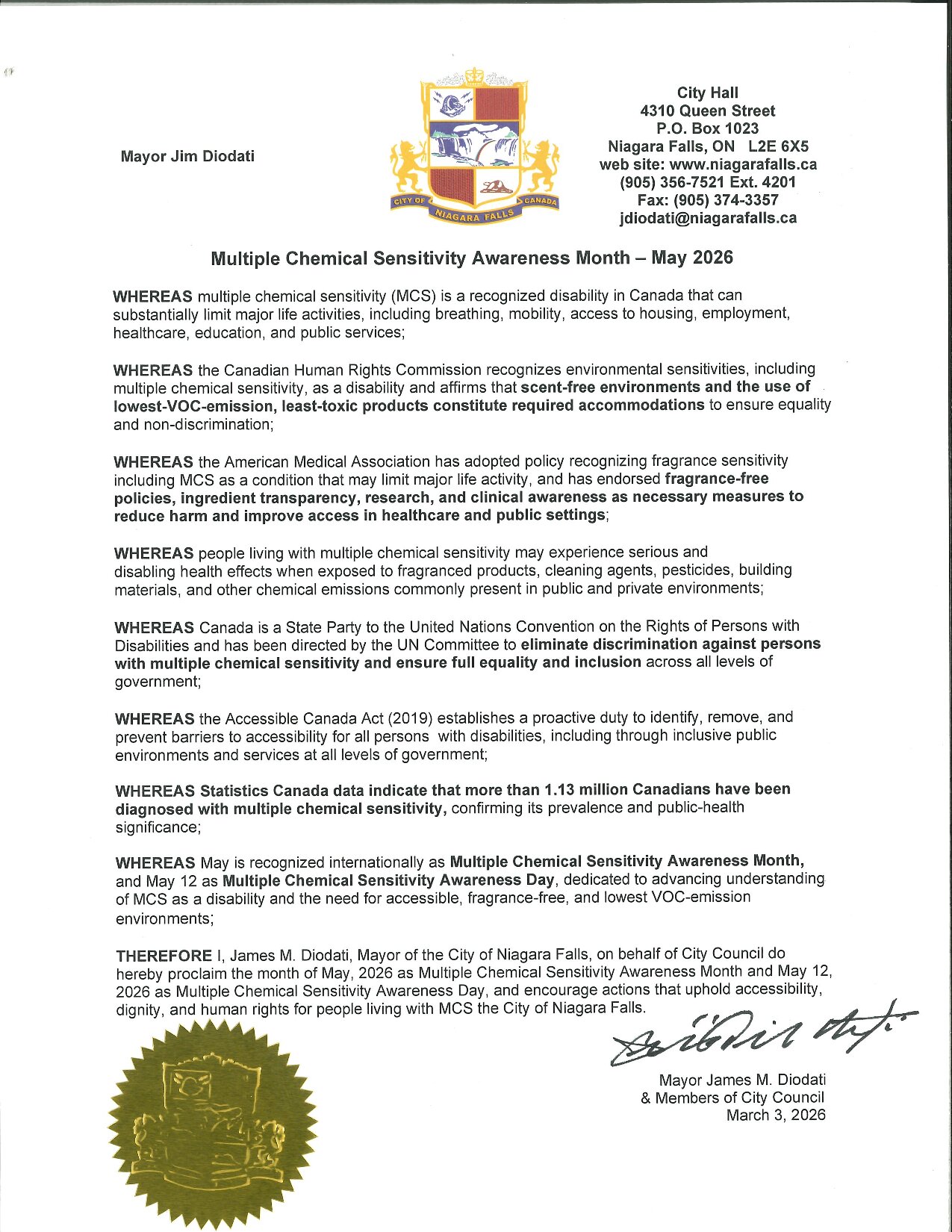 City of Niagara Falls proclamation preview